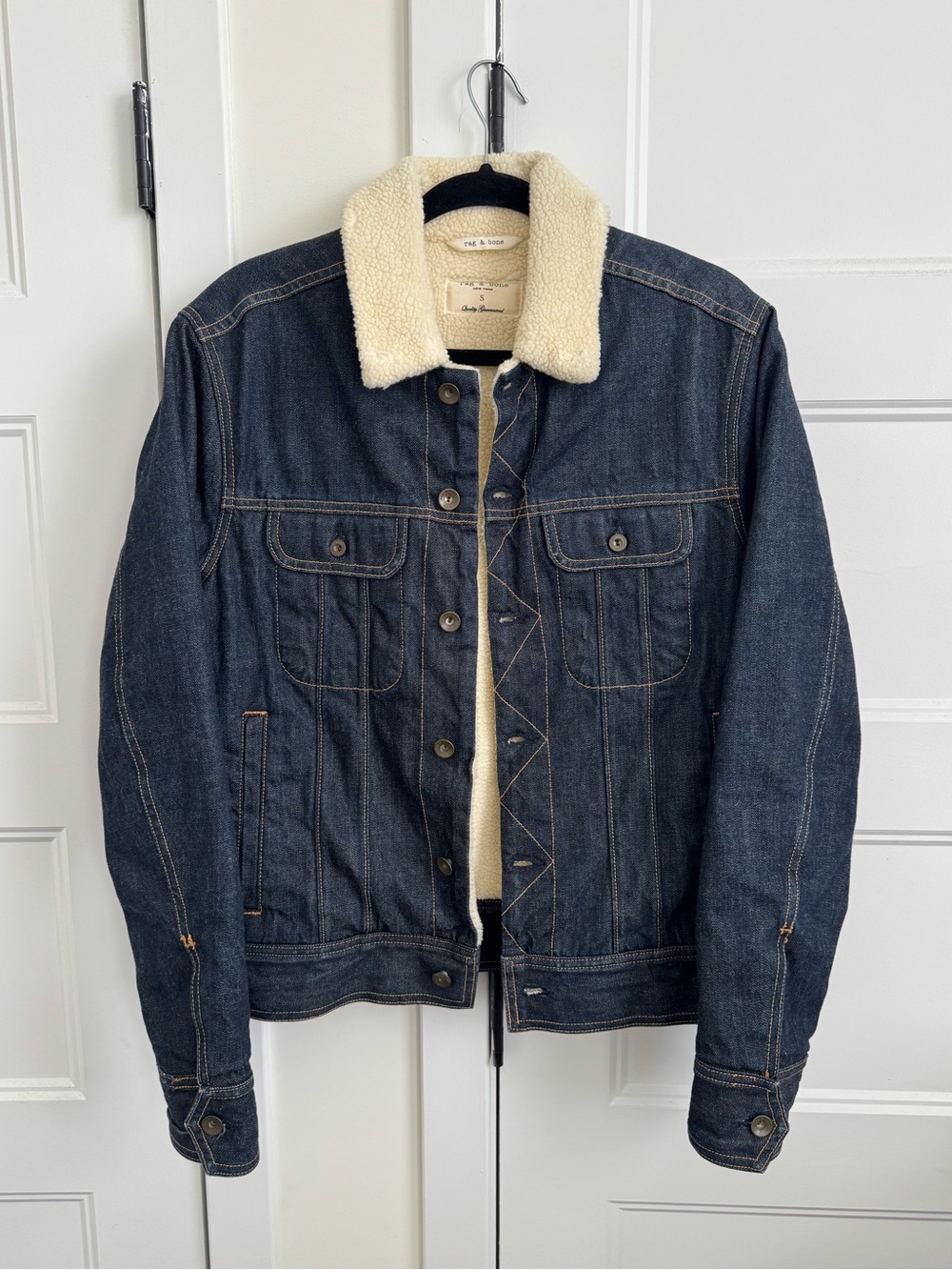 rag & bone Fleece Lined Dark Wash Denim Unisex Jacket NWOT